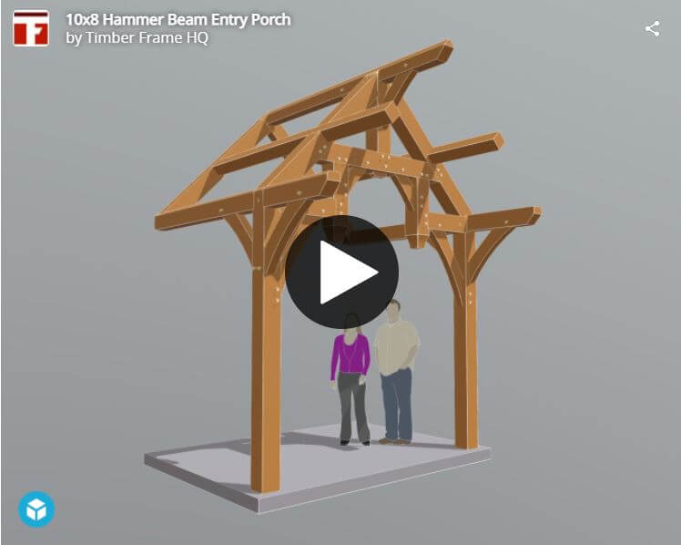 10×8 Hammer Beam Entry Porch Plan (41890) Interactive 3d Model