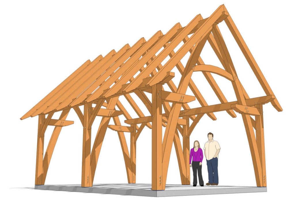 16x24 Cruck Timber Frame Plan (43616) with models