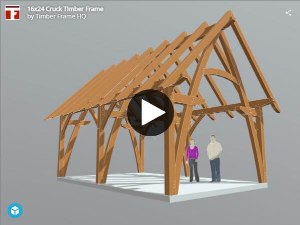 16x24 Cruck Timber Frame Plan (43616) Interactive 3d Model