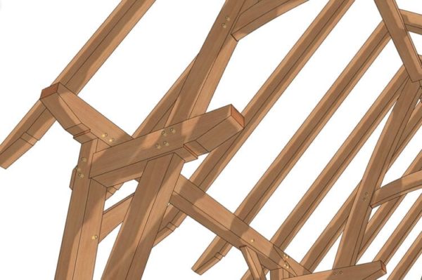 16x24 Cruck Timber Frame Plan -Roof-Hammer-Detail