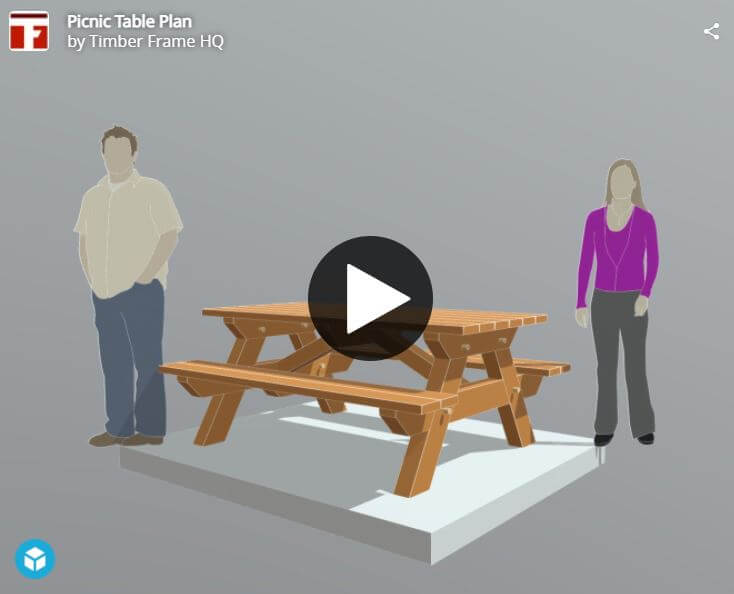 Picnic Table Plan (43614) Interactive 3d Model