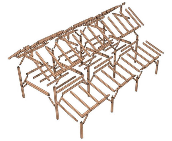 14x36 w Shed Roof Plan Exploded-Isometric