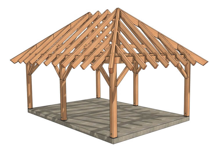 16x24 Hipped Pavilion (45750) Isometric-1