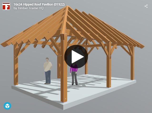 16×24 Hipped Pavilion Plan (45750) Interactive 3D Model