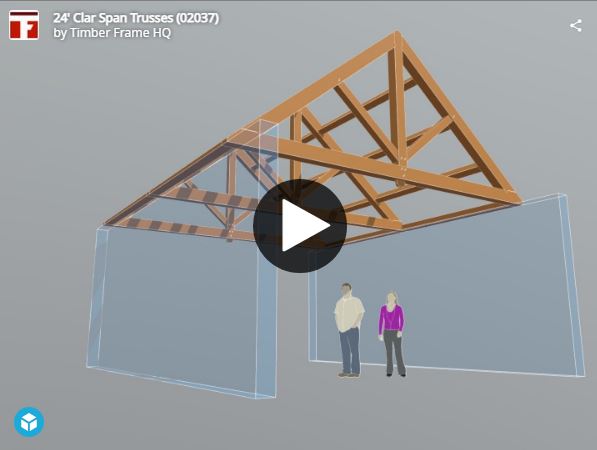 24' Clear Span King Post Truss Roof with Purlins (02037) Interactive 3D Model