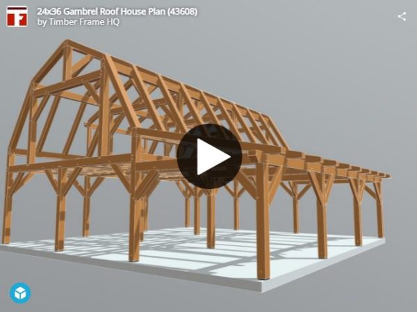 24×36 Gambrel Barn Home Plan - Timber Frame HQ