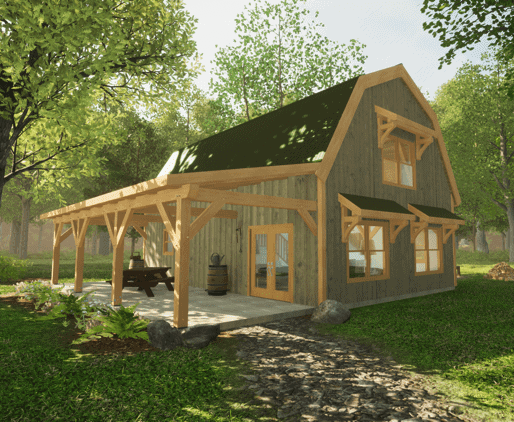 24x36 Gambrel Barn Home Plan Exterior