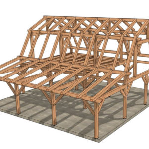 24x36 Gambrel Barn Plan (43610) - Isometric-1