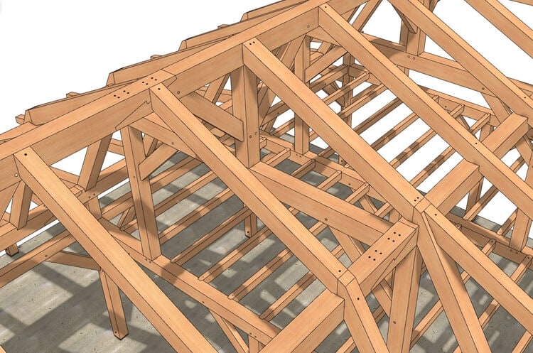 24x36 Gambrel Barn Plan - Roof-Close-Up