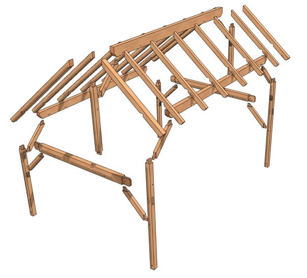 12×16 Saltbox Timber Frame - Timber Frame HQ