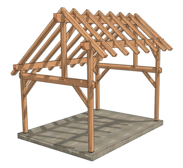 4 Car Carport Plans, 18' x 36' Lean to Pavilion Blueprints PDF-Download