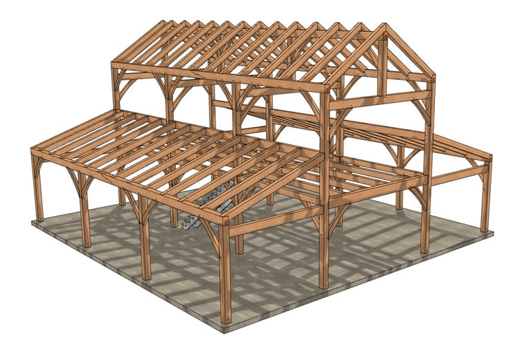 40x42 Monitor Barn House Plan Isometric