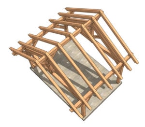 18x12 Timber Frame Pavilion (02218) ISOMETRIC Birdseye