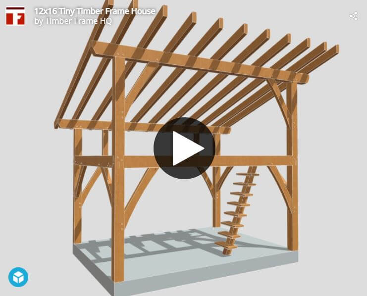 12×16 Tiny Timber Frame House Interactive 3d Model