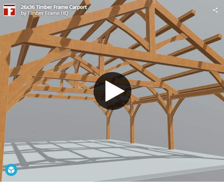 26×36 Timber Frame Carport Interactive 3d Model