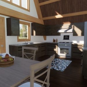 24x36 A Frame Cabin Kitchen