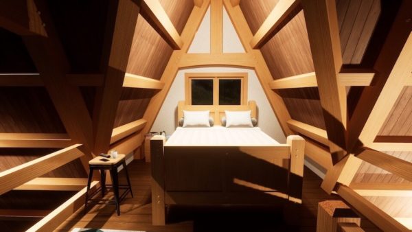24x36 A Frame Cabin Loft Bedroom