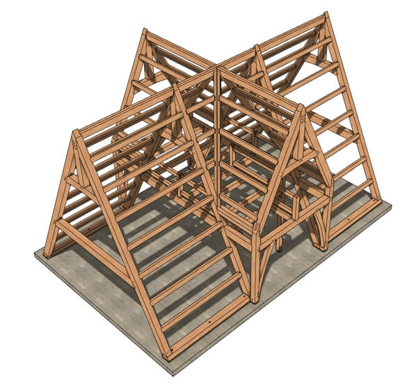 24x36 A-Frame Timber Frame Plan