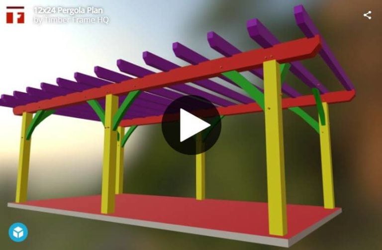 12x24 Timber Frame Pergola Plan - Timber Frame HQ