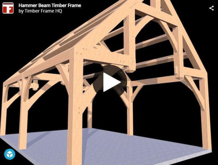 16×24 Hammer Beam Timber Frame Plan Interactive 3d Model