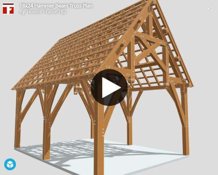 18x24 Hammer Beam Truss Plan - Timber Frame HQ