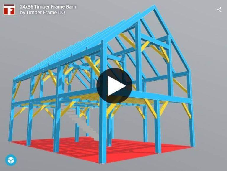 24x36 Heavy Timber Barn Plan - Timber Frame HQ
