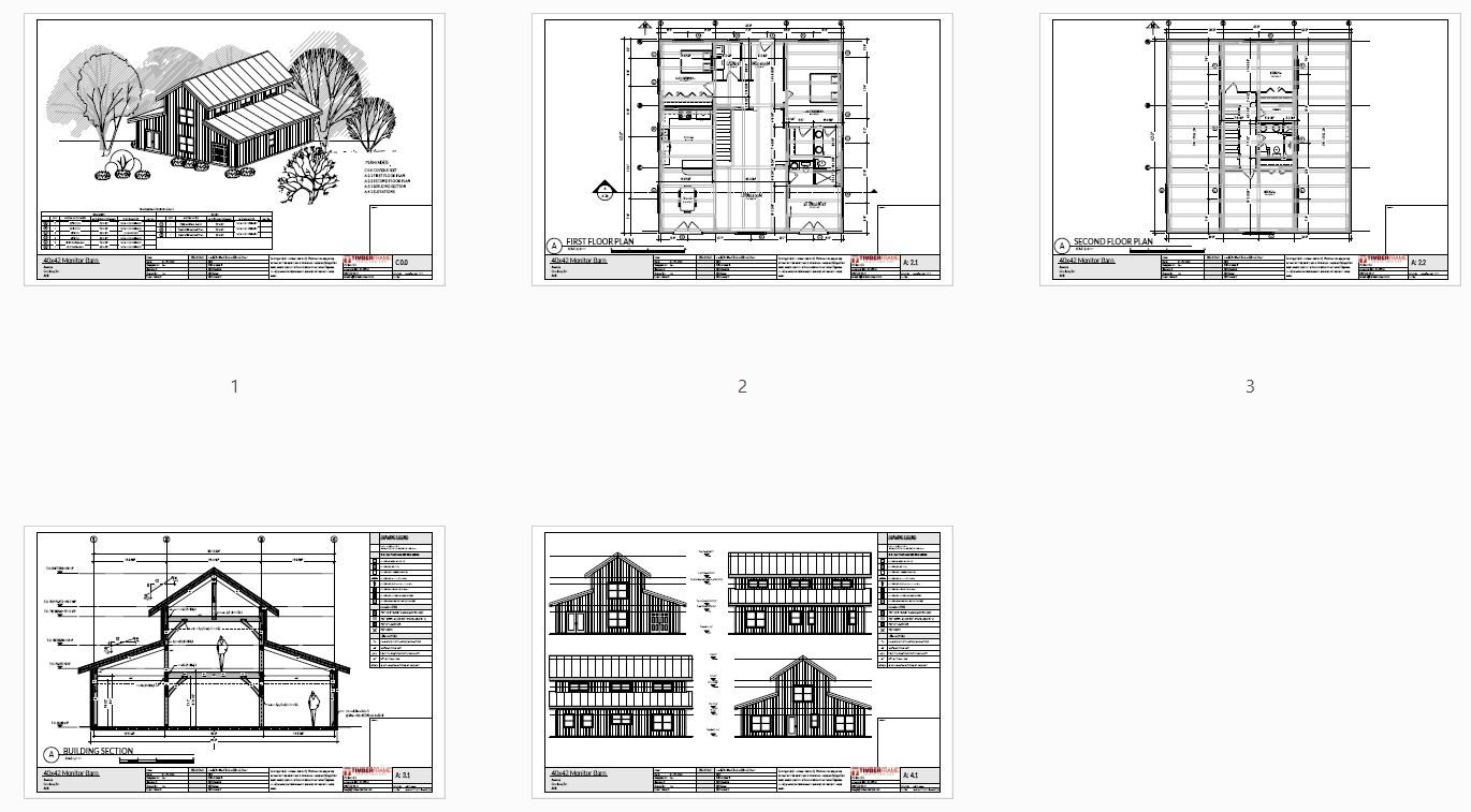 40x42 Monitor Barn House Plan - Architectural Overview