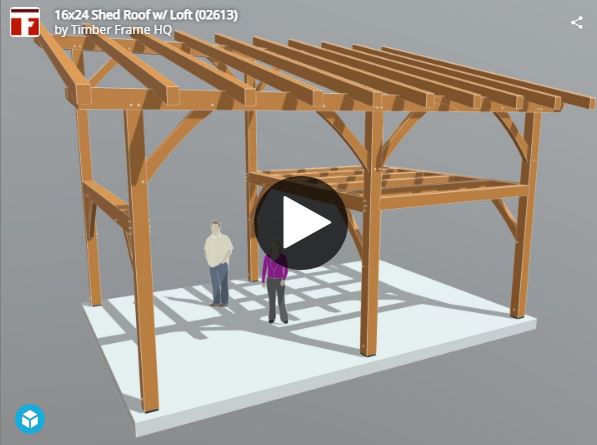 16x24 Shed Roof with Loft (02613) Interactive 3D Model