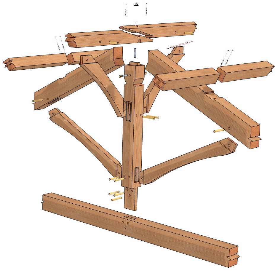 Disassembled King Post Truss
