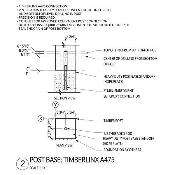 Heavy Duty Post Base Construction Drawing - Timberlinx
