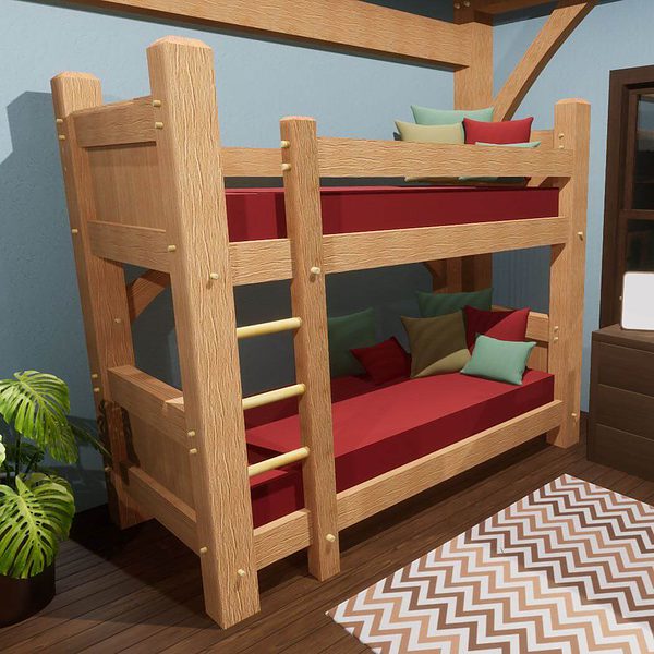 Timber Frame Twin Bunk Bed