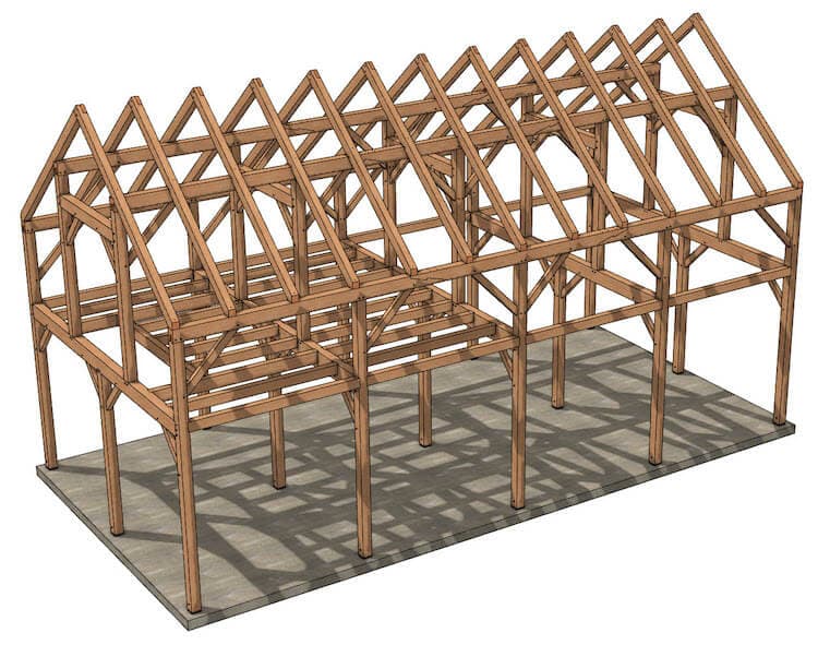 24x48 Timber Frame Barndominium Plan (49870) - Isometric-4