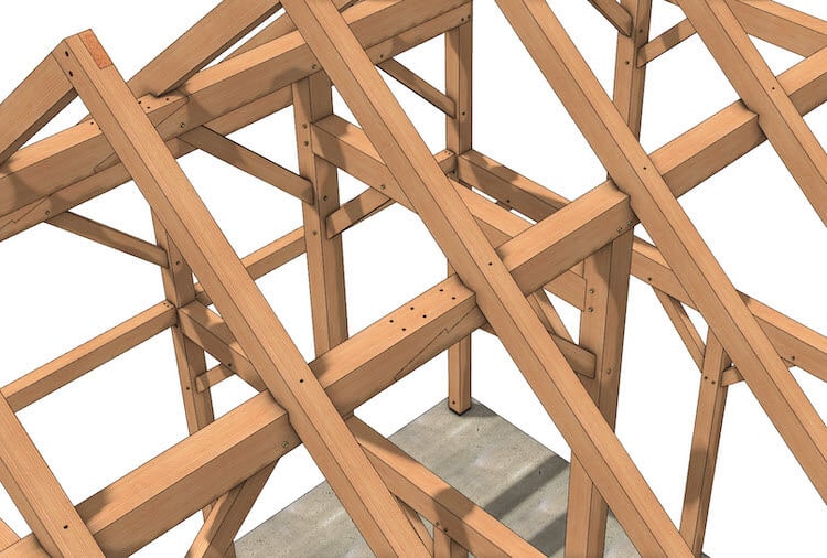 24x48 Timber Frame Barndominium Plan (49870) - Roof-Close-Up
