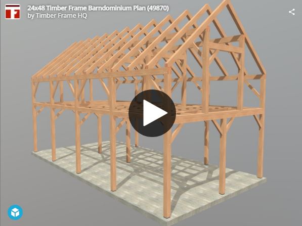 24×48 Timber Frame Barndominium Plan (49780) Interactive 3d Model