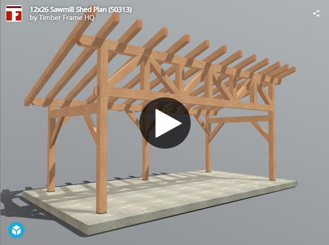 12x26 Sawmill Shed Plan (50480) Interactive 3D Model