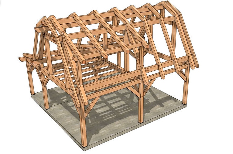 16×24 Gambrel Timber Frame - Timber Frame HQ