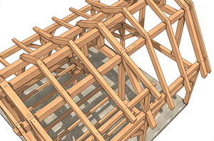 16x24 Gambrel Timber Frame Plan (43617) Roof-Close-Up