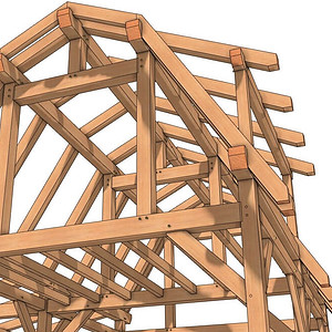 16x24 Gambrel Timber Frame Plan (43617) Roof-Detail-1