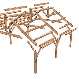 22x24 King Post Plan (03517) - Exploded-Isometric-1