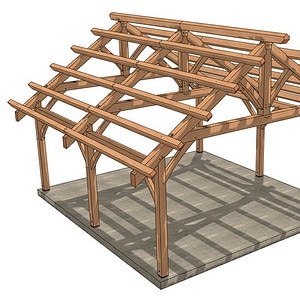 22x24 King Post Plan (03517) - Isometric-4