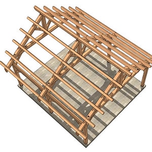 22x24 King Post Plan (03517) - Isometric-6