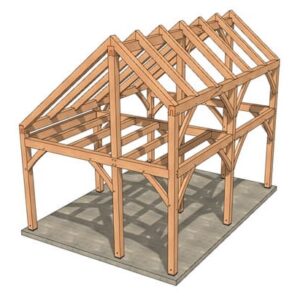 18x24 Saltbox Cabin Plan (53399) ISOMETRIC-4