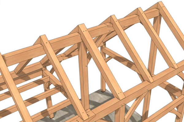 18x24 Saltbox Cabin Plan (53399) Roof-Close-Up