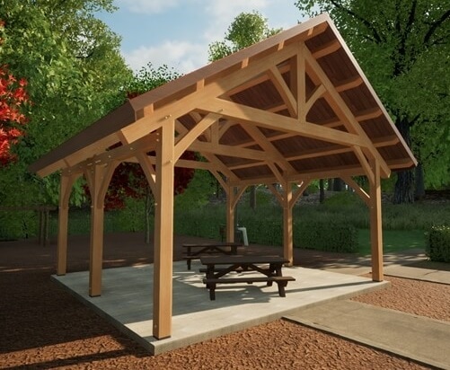 20x20 King Post Truss Pavilion Plan (53423 - FL
