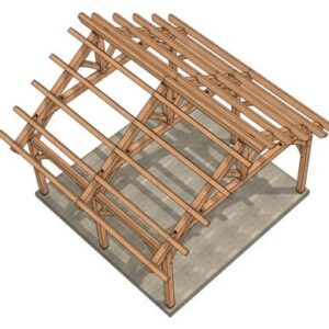 20x20 King Post Truss Pavilion Plan (53423 -Isometric-6