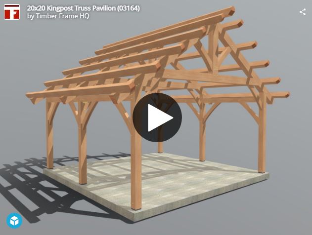 20x20 Kingpost Truss Pavilion Plan (53423) Interactive 3d Model