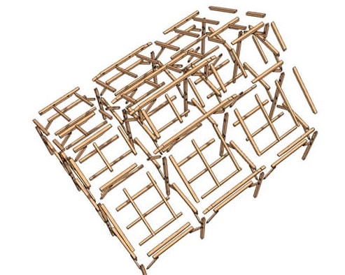 30x36 Heavy Timber Barn Home Plan (53318) - Exploded-Isometric-3 30x36 Heavy Timber Barn Home Plan (53318) - Exploded-Isometric-3