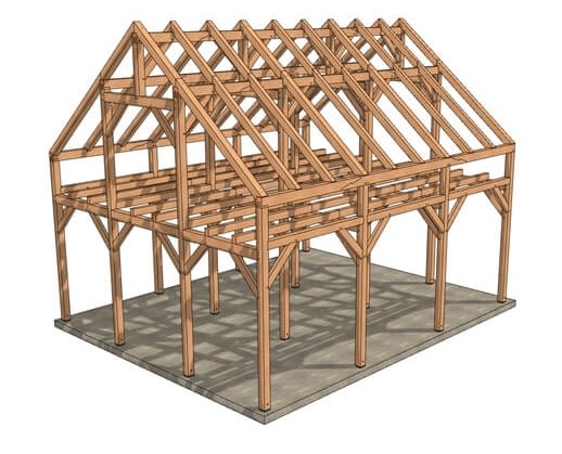 30x36 Heavy Timber Barn Home Plan (53318) - Isometric-1 30x36 Heavy Timber Barn Home Plan (53318) - Isometric-1