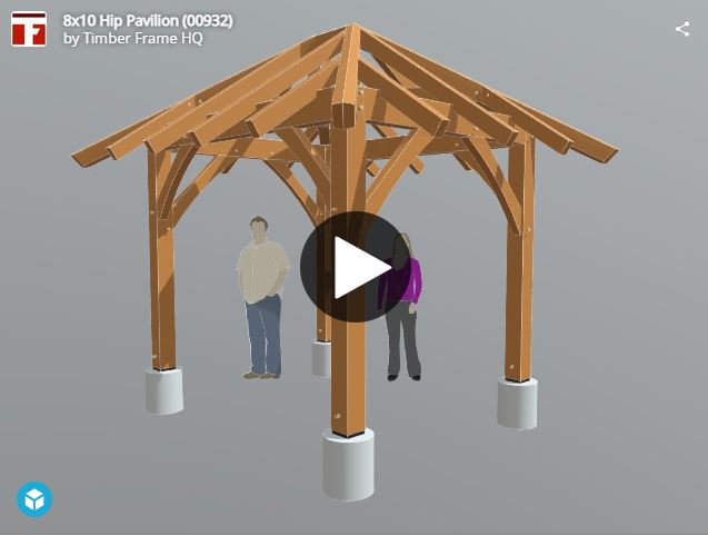 8x10 Hip Pavilion Plan (53268) Interactive 3D Model