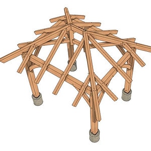 8x10 Hip Pavilion Plan (53268) Isometric-6